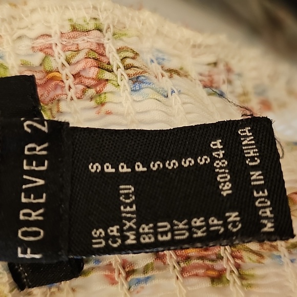 Forever 21 White Floral Cottagecore Milk Maid Midi Dress w/ Slit Size Small - Picture 4 of 10